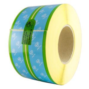 لیبل کشتارگاه زمینه آبی حاشیه سبز دو ردیف